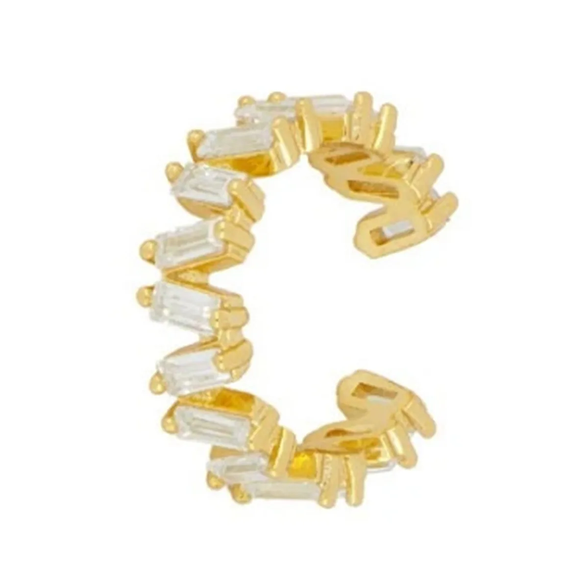 AirClips Crystal Dorado Baguette de Plata 925 + Enchapado de Oro de 18k | Circonia de Baguette | Sin perforación