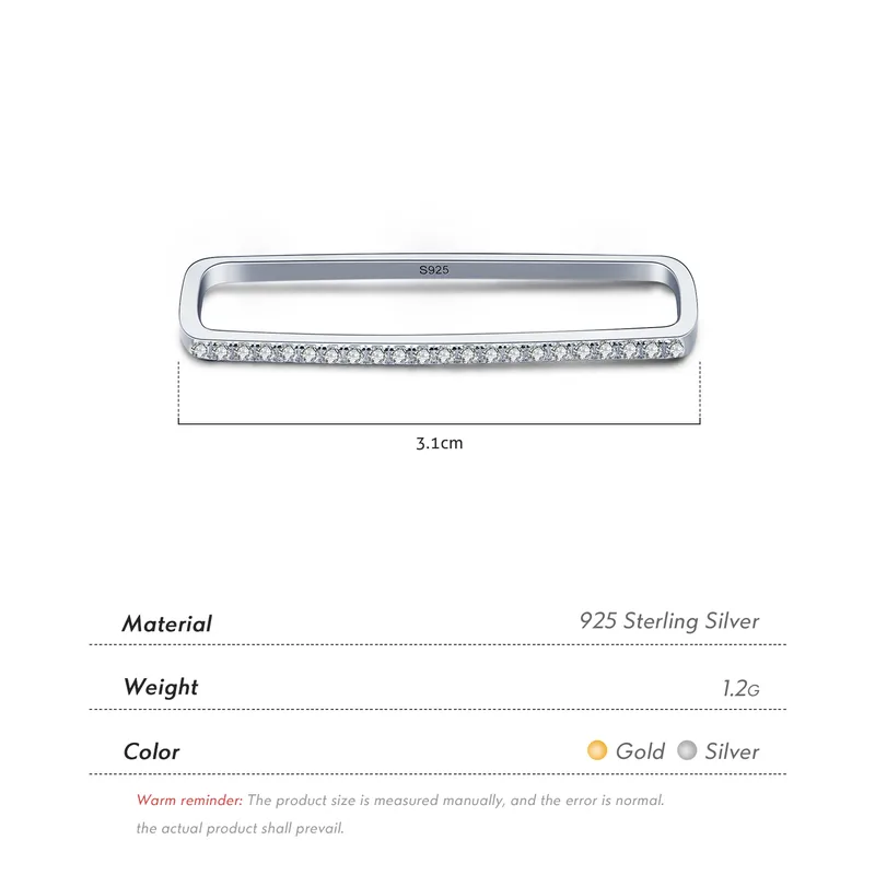 AirClips Rectangle Dorado de Plata 925 + Enchapado de Oro de 18k | Sin perforación