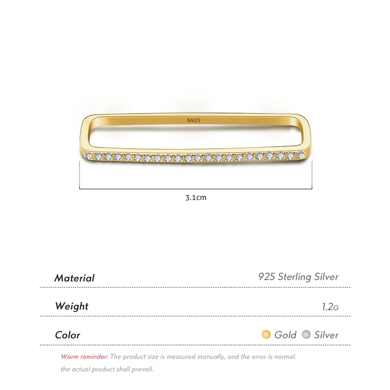 AirClips Rectangle Dorado de Plata 925 + Enchapado de Oro de 18k | Sin perforación