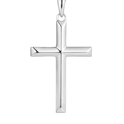 Cadena Cruz Minimalista Plateada | Plata 925 | Diseño Clásico y Pulido