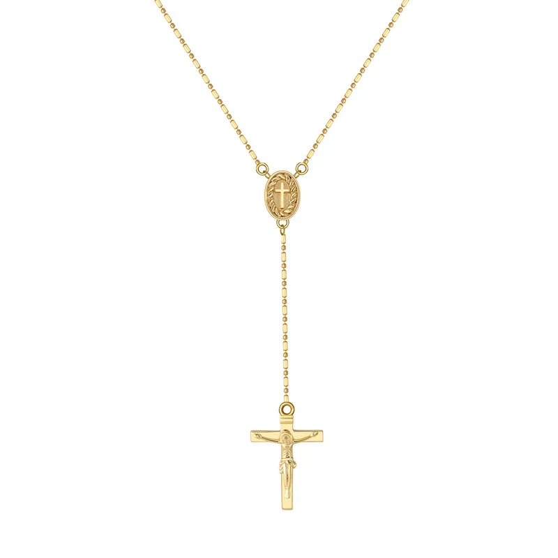 Cadena Rosario Minimalista Dorada | Plata 925 + Enchapado de Oro 18K | Dije de Cruz