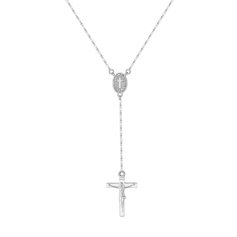 Cadena Rosario Minimalista Plateada | Plata 925 | Dije de Cruz