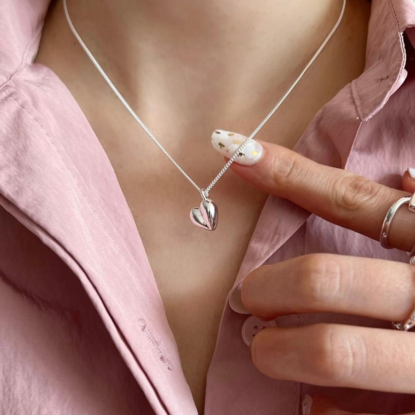Cadena Bold Heart Plateada | Plata 925 + Enchapado de Oro de 18k | Estilo Chunky