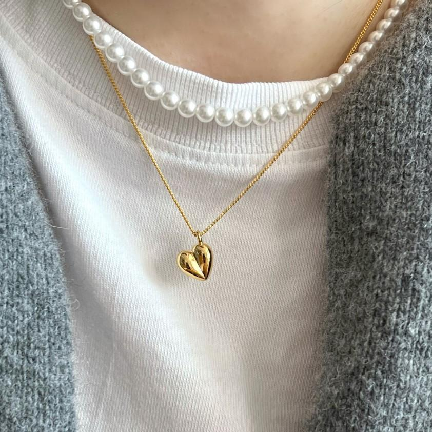 Cadena Bold Heart Dorada | Plata 925 + Enchapado en Oro 18K | Estilo Chunky