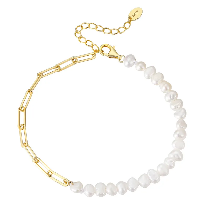 Pulsera Dual Glow | Plata 925 + Enchapado de Oro 18K + Perlas de Agua Dulce | 16 + 5cm