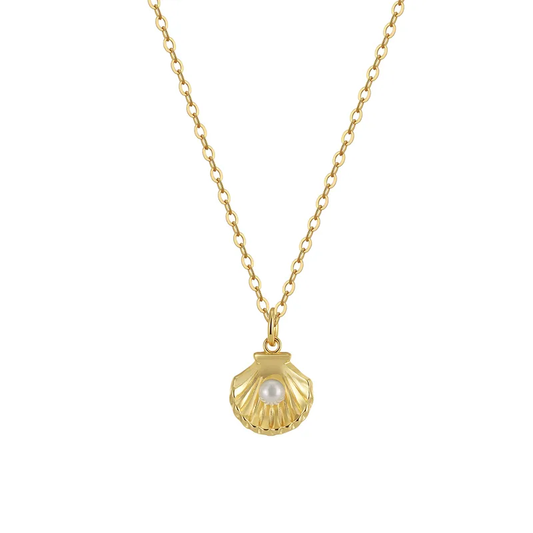 Cadena Shell Pearl Dorada | Plata 925 + Enchapado de Oro 18K | Perla de Agua Dulce
