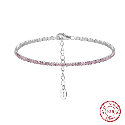 Pulsera Tennis Cotton Candy Silver | Plata 925 & Enchapado en Oro 14K + Zirconias Rosas | 1.5mm