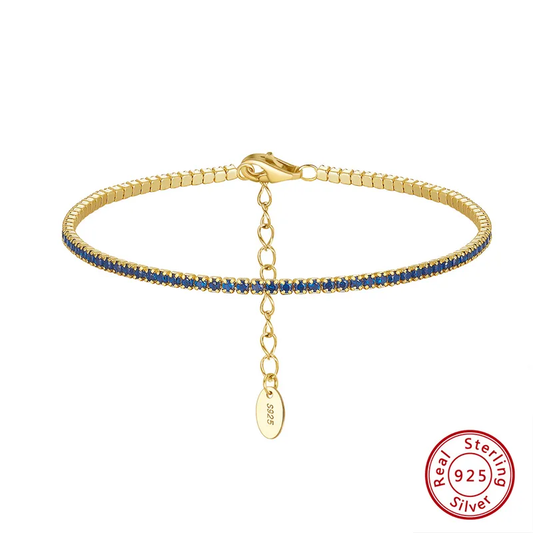 Pulsera Tennis Ocean Gold | Plata 925 & Enchapado en Oro 14K + Zirconias Negras | 1.5mm